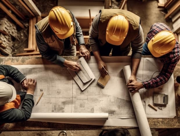 Maquina excavadora trabajando en una construcción